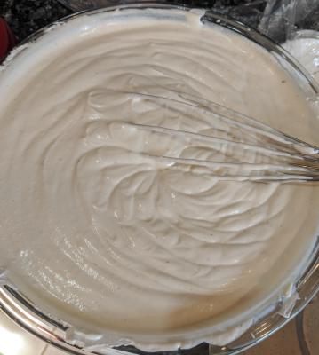 Add cream and yogurt to meringue