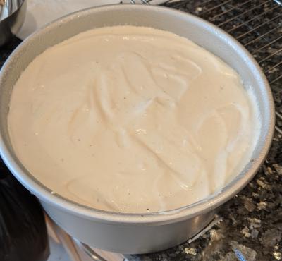 Scrape custard into cheescake pan