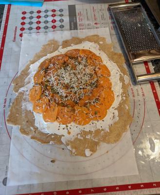 top with pumpkin seeds and cheese